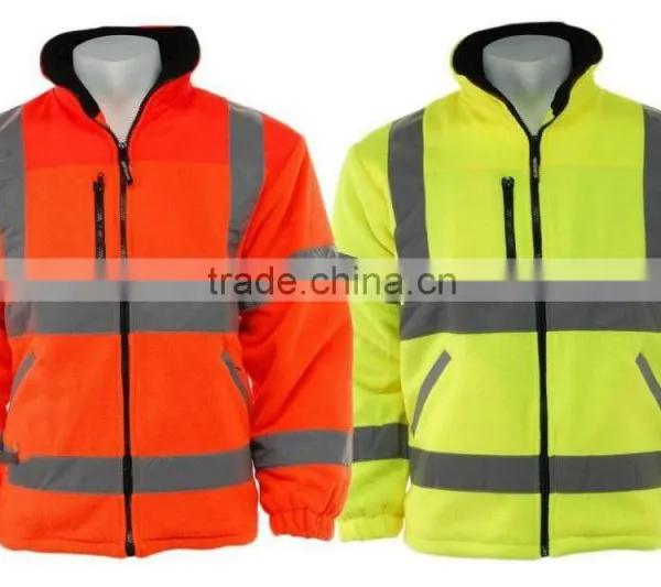 Men's Work Wear Safety Work 100% Polyester Hi Vis Visibility Fleece Jacket