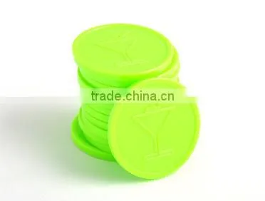 Embossed Plastic Token Coins in Stock - Neon Lime - Cocktail