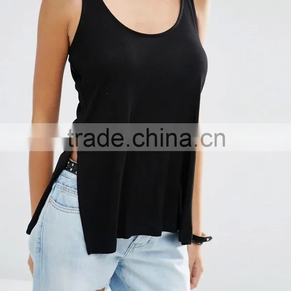 Latest Design Fashion Women Clothes Side Split Tops Wholesale Tank Top photo-5