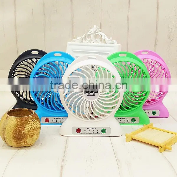 USB Air Fan Electronic Led Lighting F68 Handheld Mini Fan With Rechargeable 2600mah Battery