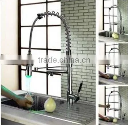 Brass Chrome Hydro Power Pull Out Led Faucet