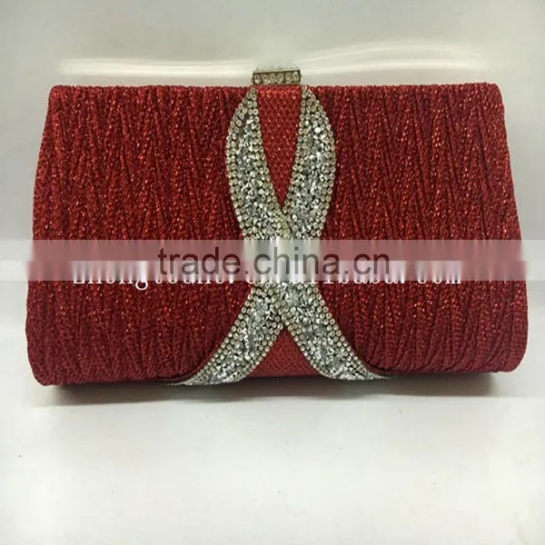 Hot Sale High Quality Stylish Rhinestone and Pleat PVC Party Bags