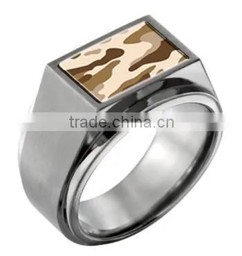 Modern Style 316L Stainless Steel Men Camo Rings Jewelry photo-2