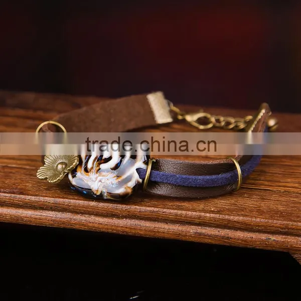 Braided Porcelain Charm Bracelet Handwork Woven Friendship Bracelet , Ceramic Bracelet Supplier's Choice photo-3