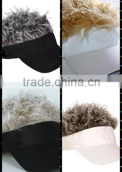 Custom Made Cotton Visor Cap With Fake Hair