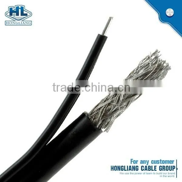 RG59U With 2 Power Siamese CCTV Coaxial Cable CCA Conductor 75OHM Solid PE Al Foil Shield Bare Copper Wire Braid photo-3