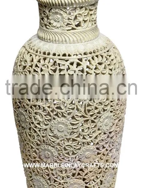 Soapstone Decorative Flower Pot, Handmade Decorative Flower Vase