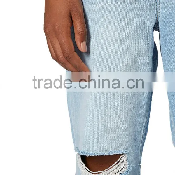 Blue Distressed Holes Denim Pants With Straight Leg Girls Sex Leg Jean Pant Dubai Girl Photo photo-6