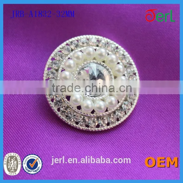 Beautiful Pearl Alloy Crystal Flower Wedding Bridal Rhinestone Buttons photo-3