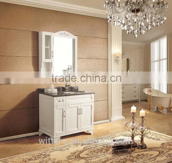Classic Bathroom Vanity in Small and White With Single Sink WTS343 photo-4