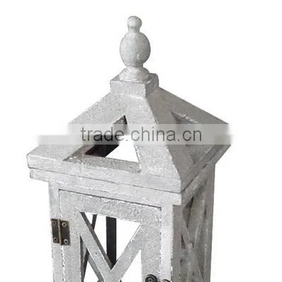 Grey Color Antique Wooden Candle Holder photo-3