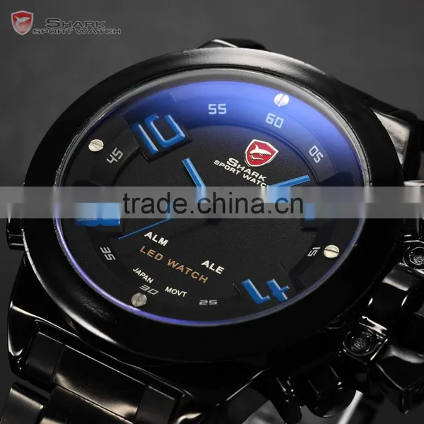 Shark Analog Stainless Steel Army Design Outdoors Mens Quartz LED Sports Watch photo-2