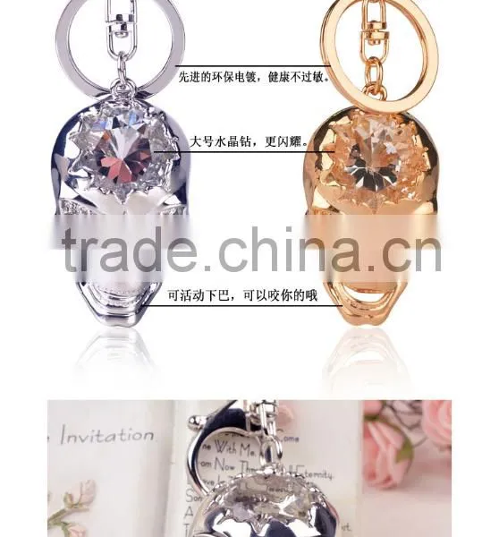 Wedding & Events Rhinestone Pirate Skull Key Chain Diamond Ring Keyring photo-3
