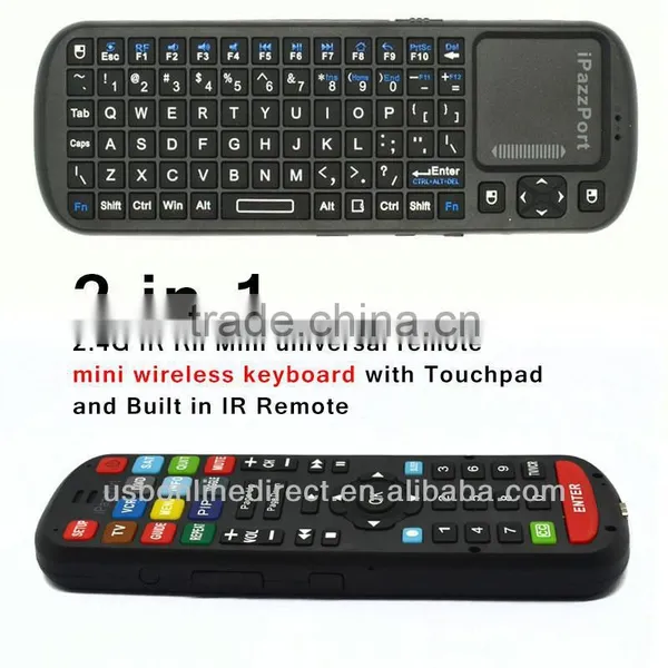 2 in 1 2.4G IR Rii wireless keyboard Mini universal remote & mini wireless keyboard with Touchpad and Built in IR Remote