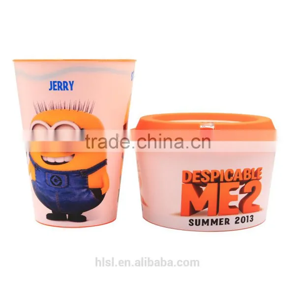 All in One Snacking And Drinking Movie Display Cup With Straw, IML Custom Logo Printed Drink Cup With Straw photo-6