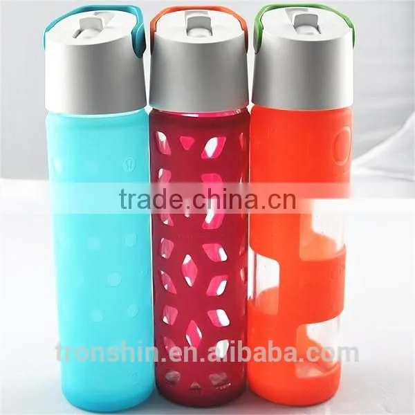 Easy-to-go Passion Orange Glass Bottle Silicone Protective Shell photo-3