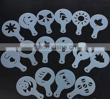 CY183 16Pcs/set Mold Coffee Milk Cake Cupcake Stencil Template Coffee Barista Cappuccino Template Strew Pad Duster Spray Tools photo-3