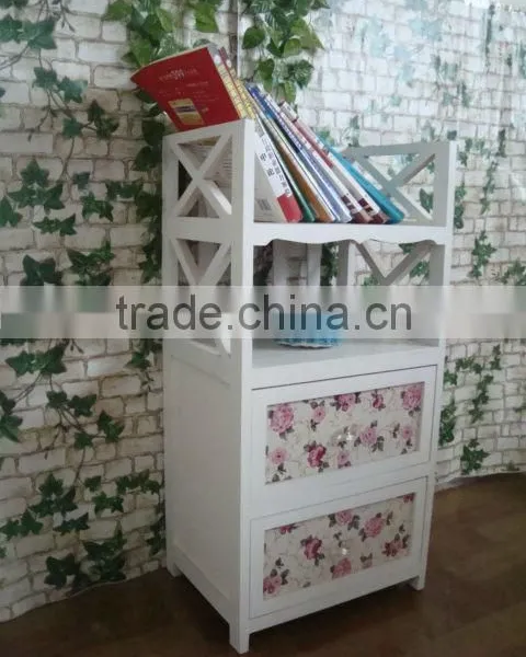 Modern Design White Wooden Cabinet With Wicker Drawers photo-6