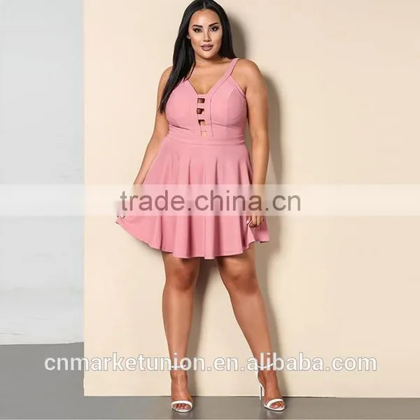 2017 Hot Sale Plus Size Deep V-neck Sexy Dress Clothing for Fat Women photo-5