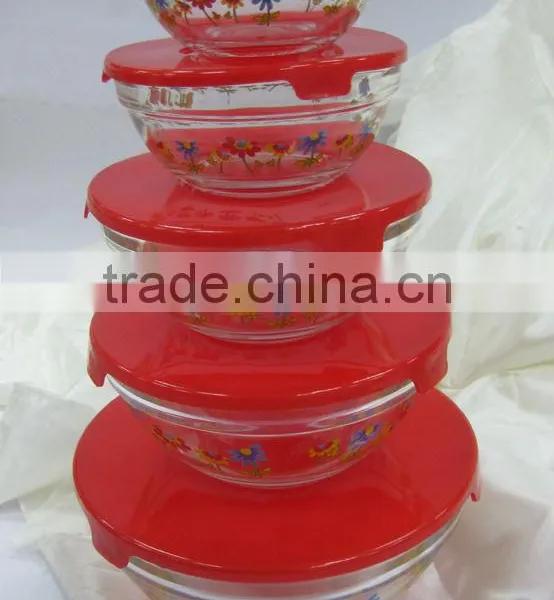 GH049 5pcs Glass Bowl Set With Deco photo-1