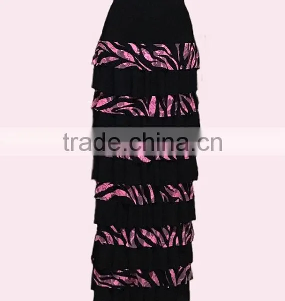 Ladies Modest Spandex Skirt Custom Mixed Lace Ruffle Bridesmaid Maxi Long Tiered Skirts photo-2