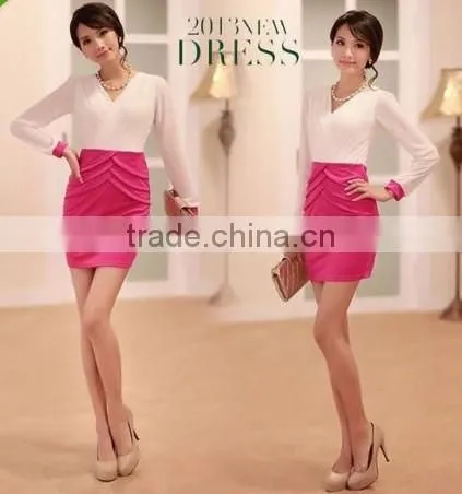 OEM New Fashion Lady's Sexy Chiffon Long Sleeve Mini Party Dress