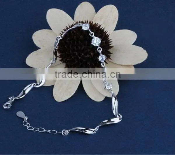 925 Sterling Silver Charms Fashion Design Zircon Twisted Bracelet photo-3