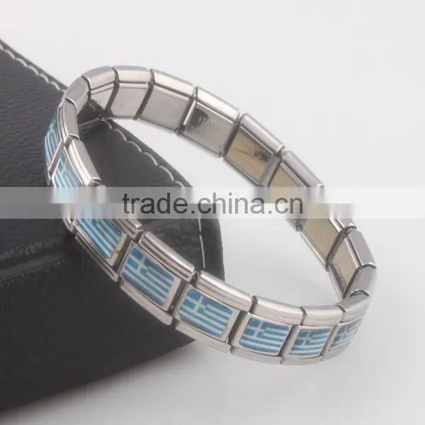 Turkey Flag Charms Bangle Elastic Stainless Steel Charms Bracelets Diy Turkey Country Flag Bracelet Stretch photo-2