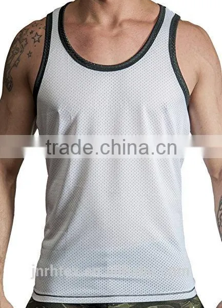 Custom Mens Polyester Mesh Sport Gym Tank Top photo-5