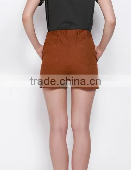 EY0586P High Waist Fashion Design Hem Shorts for Women Wholesale photo-3