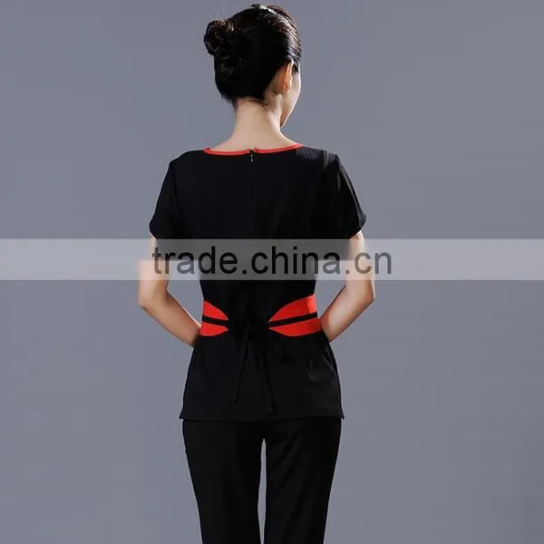 Custom Juqian Brand Chantilly Cotton and Polyester Mix Beauty SPA Uniform Suit photo-4