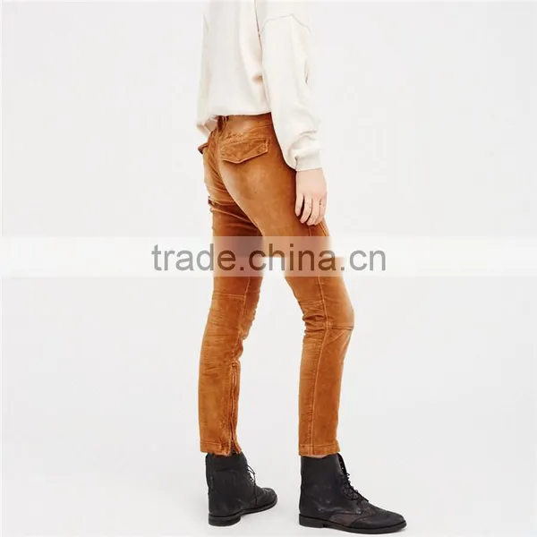 2017 Low Rise Gavin Cord Skinny Work Slacks for Women photo-2