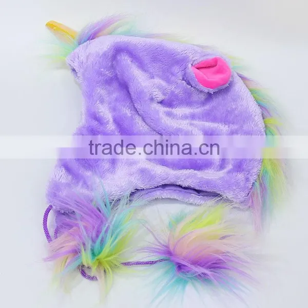Hot Sale Japan Designs Unicorn Anime Cute Colorful Plush Hat photo-5