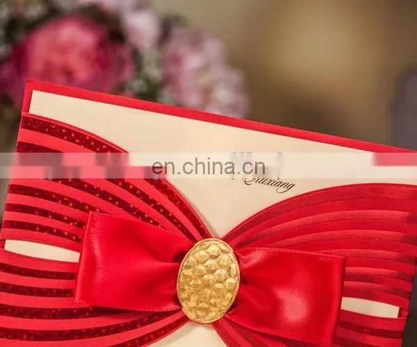 Luxury Greeting Card 6005 Free Customized Printing Red Wedding Invitation Cards photo-2