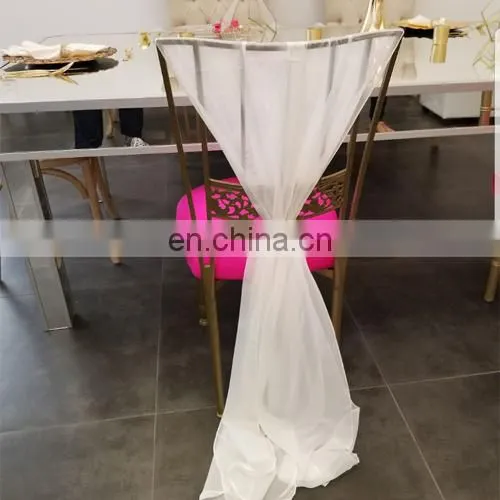 New Arrival Style White Chiffon Wedding Chair Cover Sashes photo-4