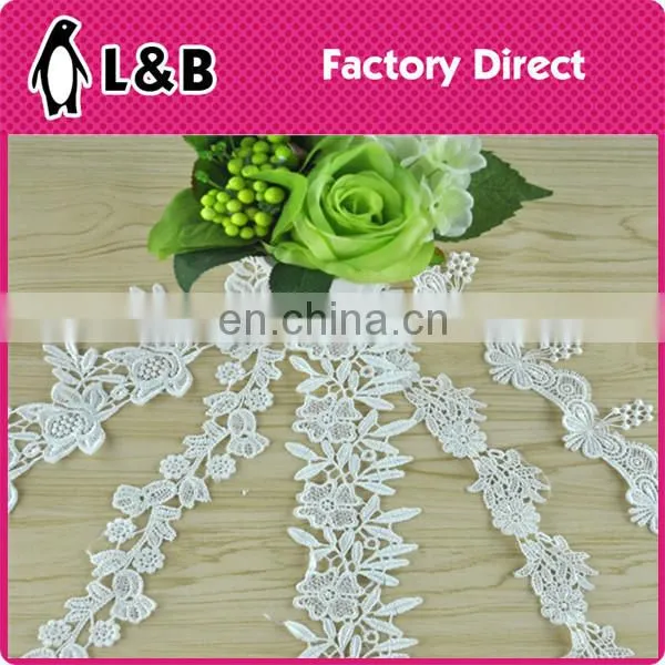 Width 1-3cm White Polyester Embroidery Lace Trim Dyeable photo-4