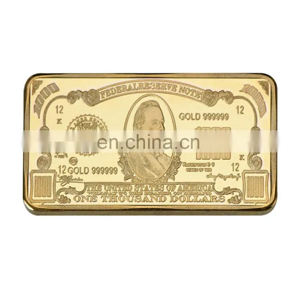 WR One Thousand Pure Gold Bar Home Decorative American Banknote Gold Art Crafts 24k Gold Bar Ornament Wholesale Price photo-3