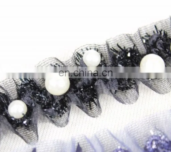 Popular Elastic Beaded Pearl Lurex Trim in 3cm photo-4