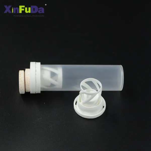 Effervescent Tablet Packaging Hard Transparent Clear Plastic Tubes End Caps