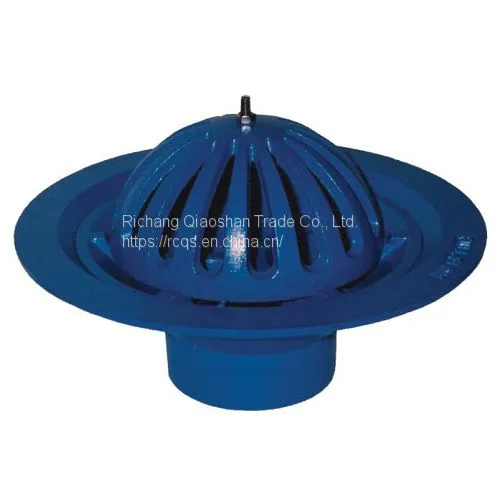 Ductile Iron Full-flow 180 Degrees Vertical DN100 mm Roof Outlet – Center Bolt With the Flat Grate