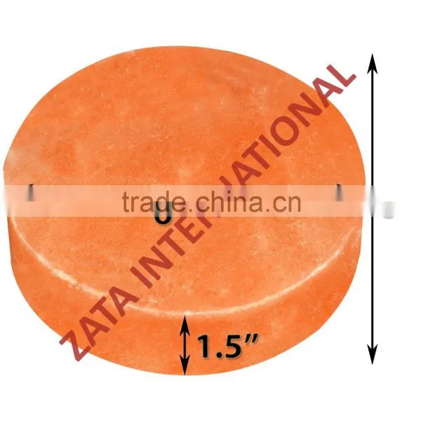 Himalayan Natural Round Rock Salt Tiles Plates Slabs Block Size 6 x 6 x 1.5 Inch for BBQ Barbecue Cooking Searing Serving