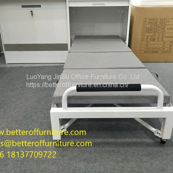 Tambour Door Office Workstation Use Folding Bed Steel Tube Frame With Cushion Sponge Roll Away Wheels photo-3