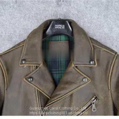 HOT SALE WASHED MEN'S GENUINE COWHIDE LEATHER JACKET 2021AW NEW FASHION photo-3