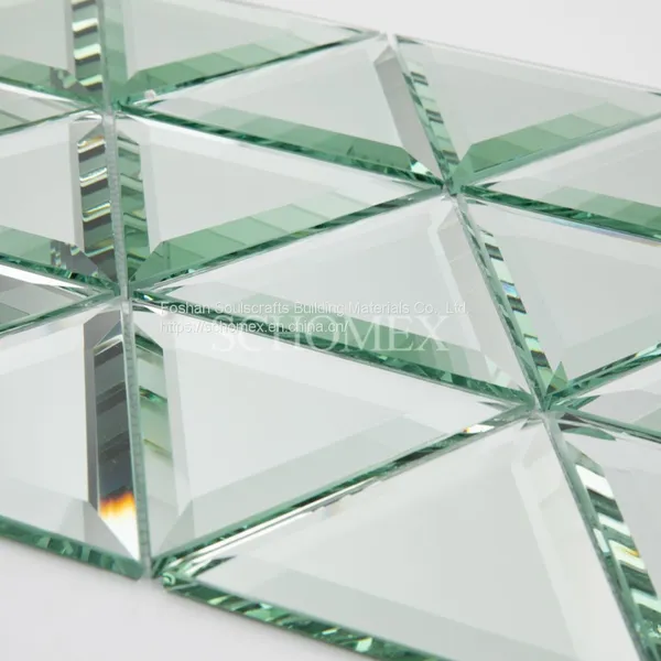 Schomex Wholesale Triangle Square Strip Mirror Glass Mosaic Tiles For Backsplash Bathroom Wall photo-3