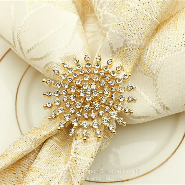 Beaded Round Flower Napkin Rings For Wedding Party Banquet photo-2