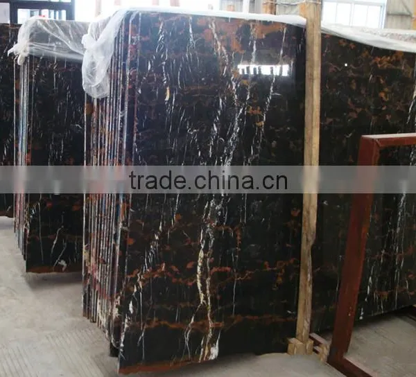 Good Price Natural Polished Black Gold Marble Tiles photo-6