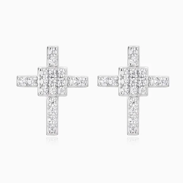 Shining Star Jewelry Hip Hop 925 Sterling Silver Square Cross Stud Earrings photo-4