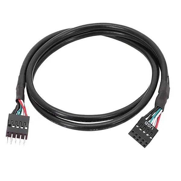 USB 2.0 9Pin Header Extension Cable Black Dual-Isolated Shielded Wire photo-3