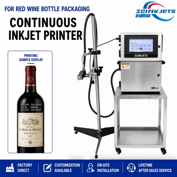 Red Wine Bottle Small Character CIJ Inkjet Printer for Glass Bottles Winery Packaging Filling and Bottling Line Coding