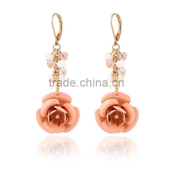 Popular Style Fashion Crystal Colored Enamel Earrings Real Flower Earrings photo-2